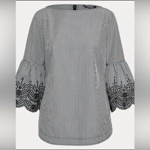 Ralph Lauren Black and White Gingham top NWOT size Large
